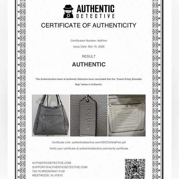 Coach (EUC) Kristy Shoulder Bag in Granite & Snake Embossed Leather Trim - Picture 14 of 14